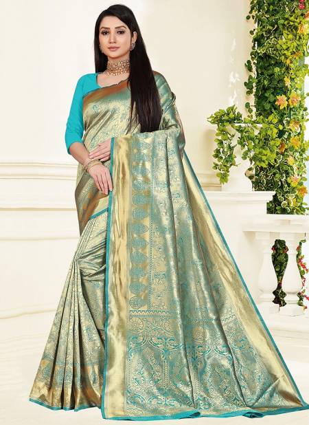 1004 Santraj Fancy Wear Designer Heavy Silk Saree Collection 1004-Sea Green